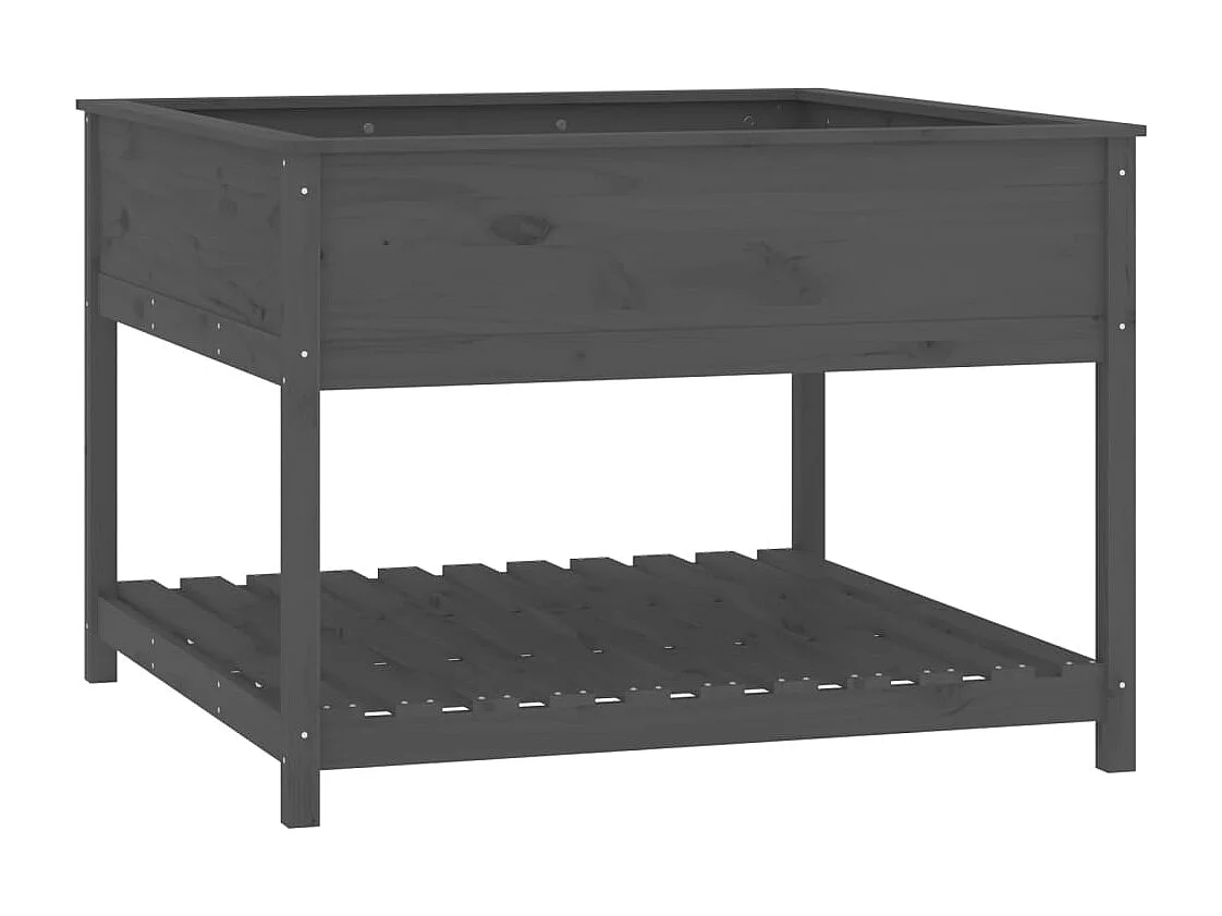 Vassoio per fioriera aiuola rialzata piante fiori terrazza giardino e scaffale 111,5 x 111,5 x 81 cm legno massello di pino grigio 02_0038613