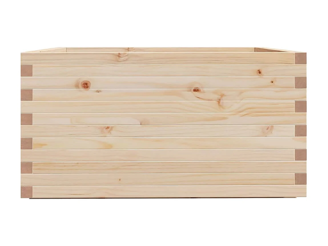 Macetero bancal elevado plantas flores terraza jardín 90 x 90 x 49,5 cm madera maciza de pino marrón 02_0038056