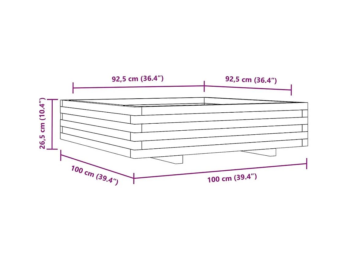 Jardinière bac lit surélevé bois marron 100 x 100 x 45438 cm 02_0038421
