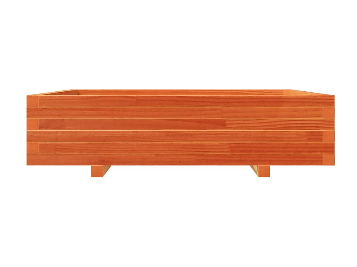 Macetero bancal elevado plantas flores terraza jardín cera 100 x 100 x 26,5 cm madera maciza de pino marrón 02_0038421