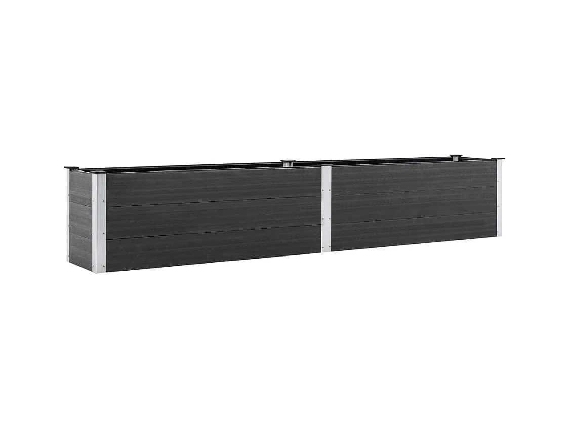 Bandeja para plantador de plantas com canteiro elevado flores terraço jardim jardim 200 x 50 x 54 cm WPC cinza 02_0039400