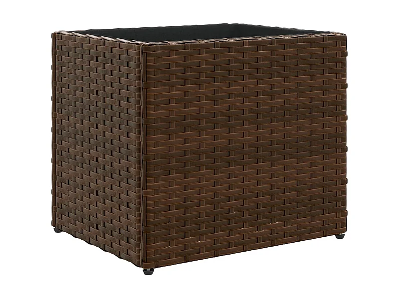 Fioriera rialzata per giardino e terrazza 36 x 30 x 32 cm in resina intrecciata marrone 02_0037518