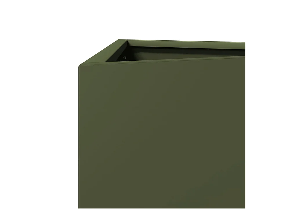 Vaso per fioriera aiuola rialzata piante fiori giardino terrazze set di 2 triangolari oliva 50 x 43 x 75 cm verde acciaio 02_0039091