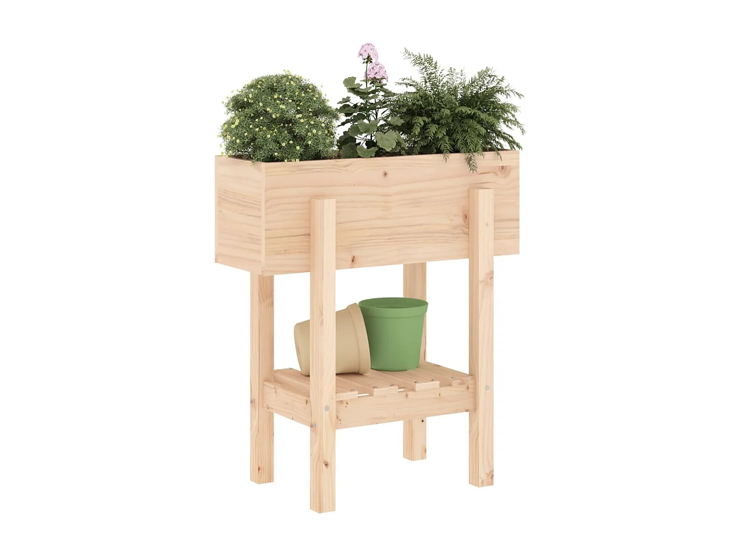 Macetero bancal elevado plantas flores terraza jardín 62 x 30 x 69 cm madera maciza de pino marrón 02_0037746