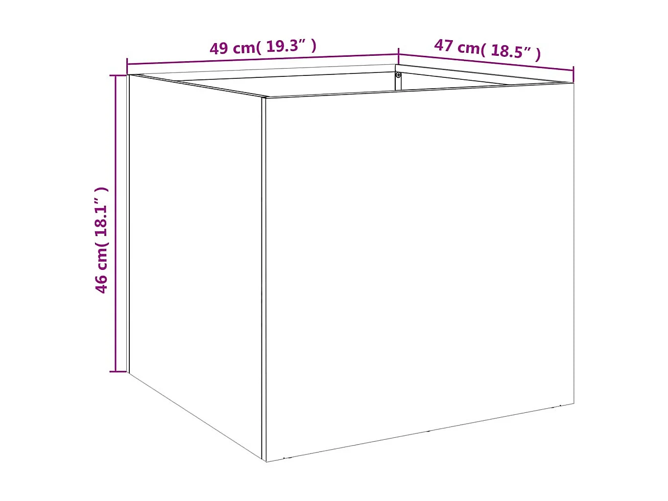 Canteiro elevado para plantas flores terraço jardim 49 x 47 x 46 cm aço preto 02_0037622