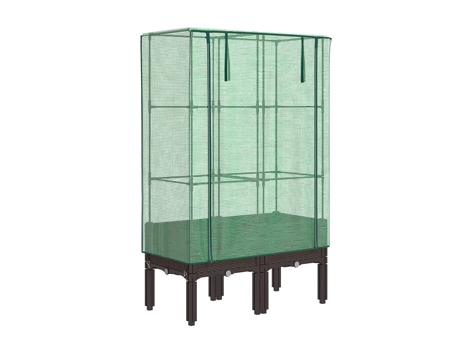 Vaso per fioriera rialzata per piante fiori terrazza da giardino rialzata con rivestimento in simil rattan 80 x 40 x 140 cm Marrone 02_0038794