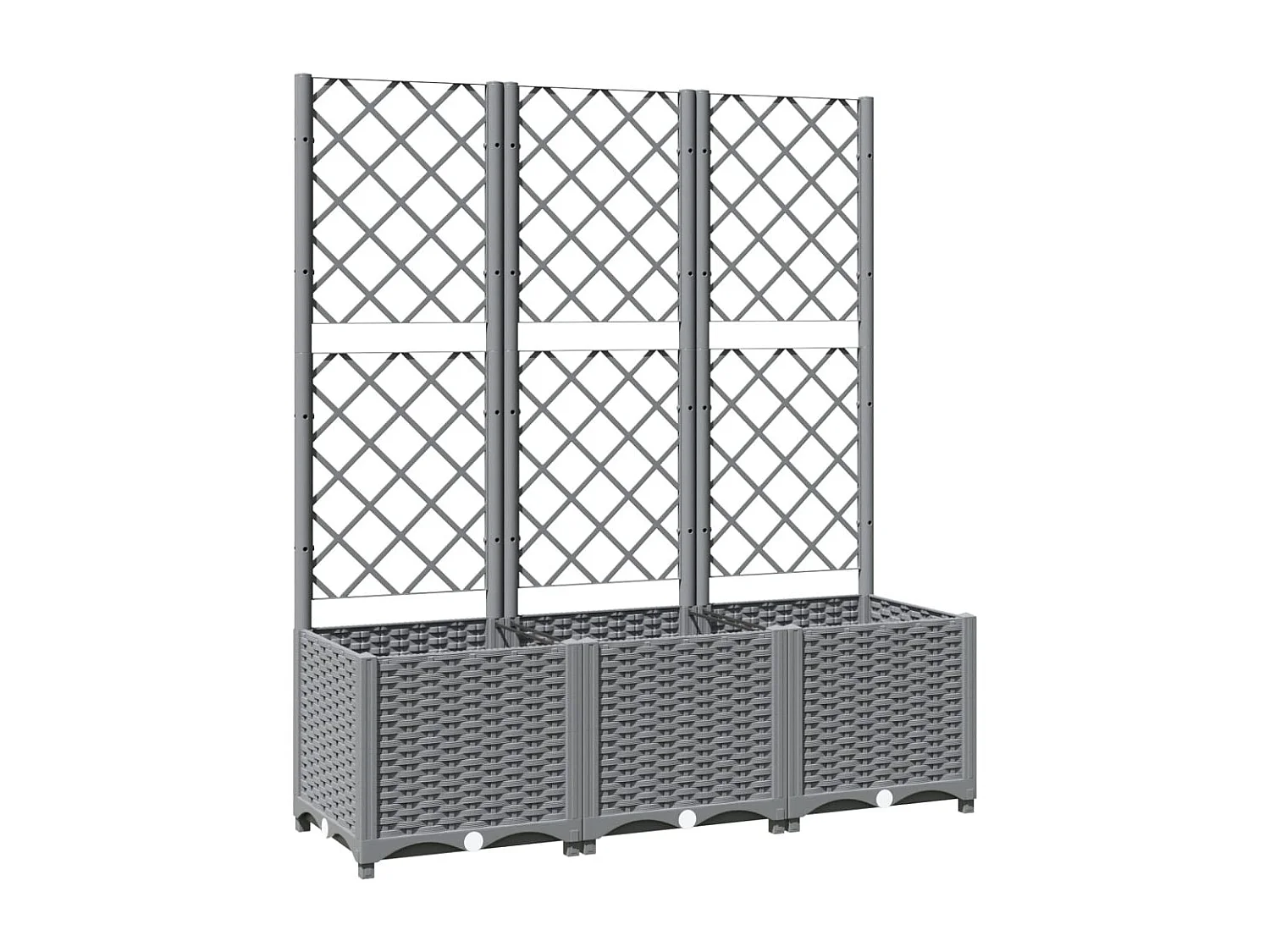 Vassoio per fioriera aiuola rialzata piante fiori terrazza giardino con traliccio leggero 120 x 40 x 136 cm PP grigio 02_0038343