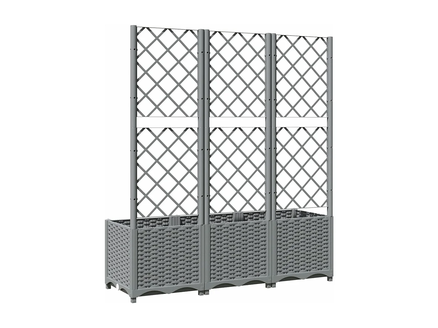 Vassoio per fioriera aiuola rialzata piante fiori terrazza giardino con traliccio leggero 120 x 40 x 136 cm PP grigio 02_0038343