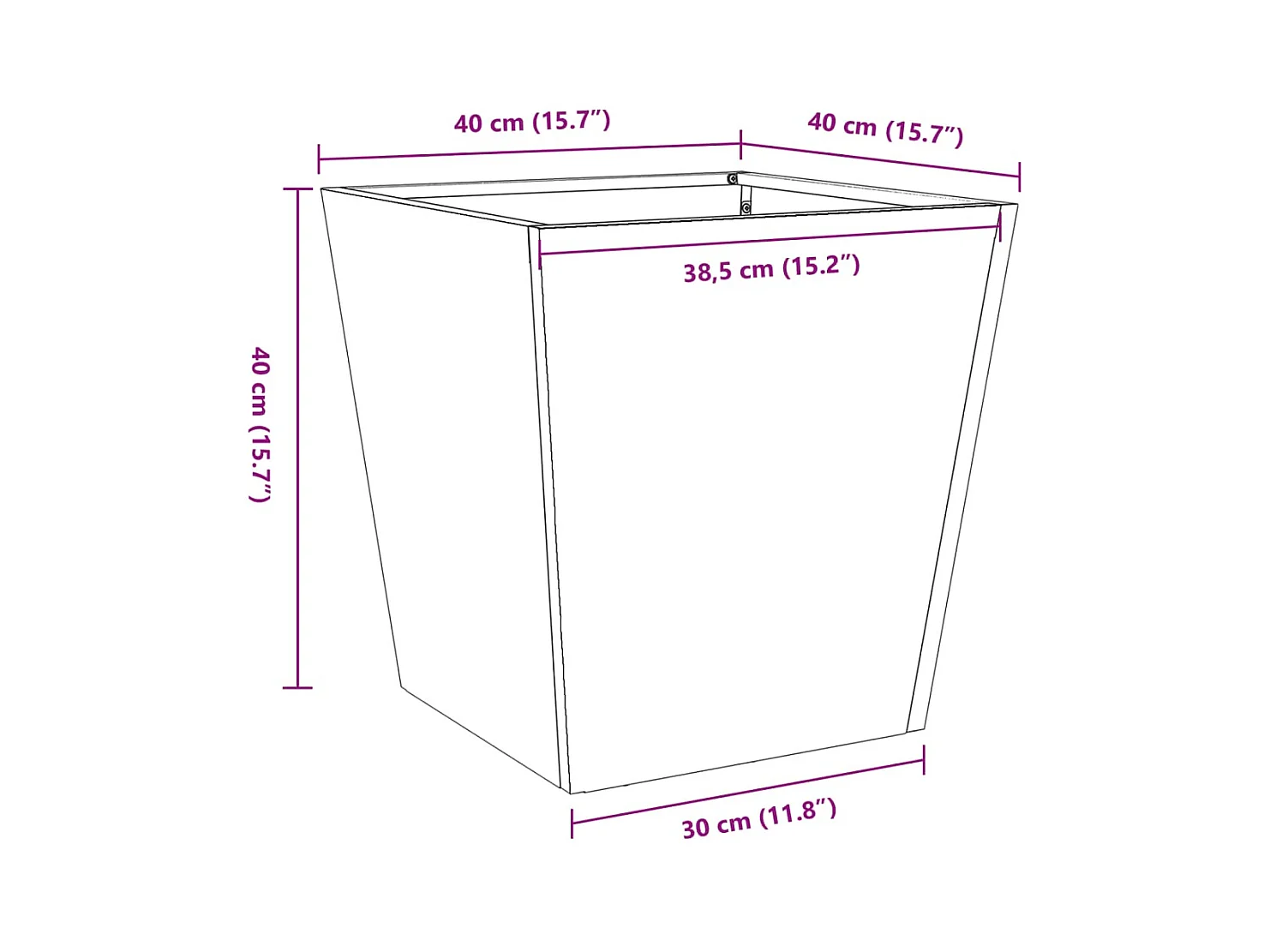 Fioriera aiuola rialzata vassoio piante fiori terrazzo giardino 40 x 40 x 40 cm acciaio antracite 02_0037537