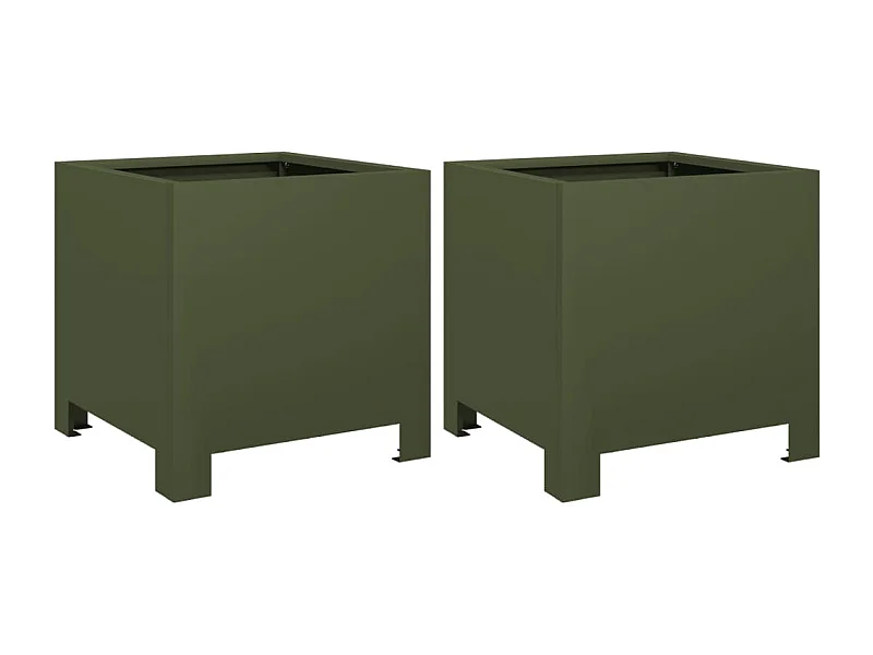 Vaso per fioriera aiuola rialzata piante fiori giardino terrazze set da 2 oliva 30 x 30 x 30 cm verde acciaio 02_0039079