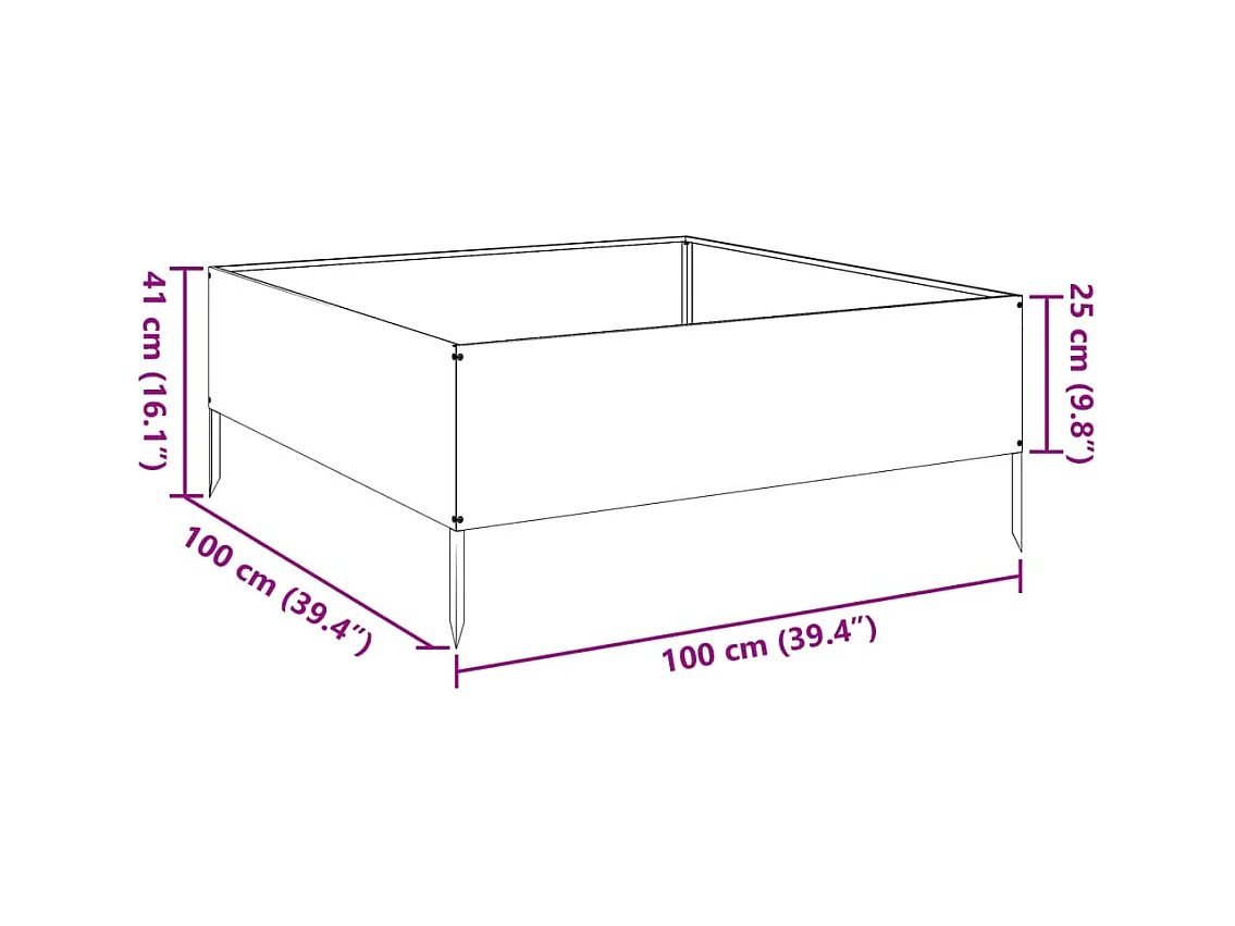 Jardinière bac lit surélevé blanche 100 x 100 x 25 cm 02_0039265