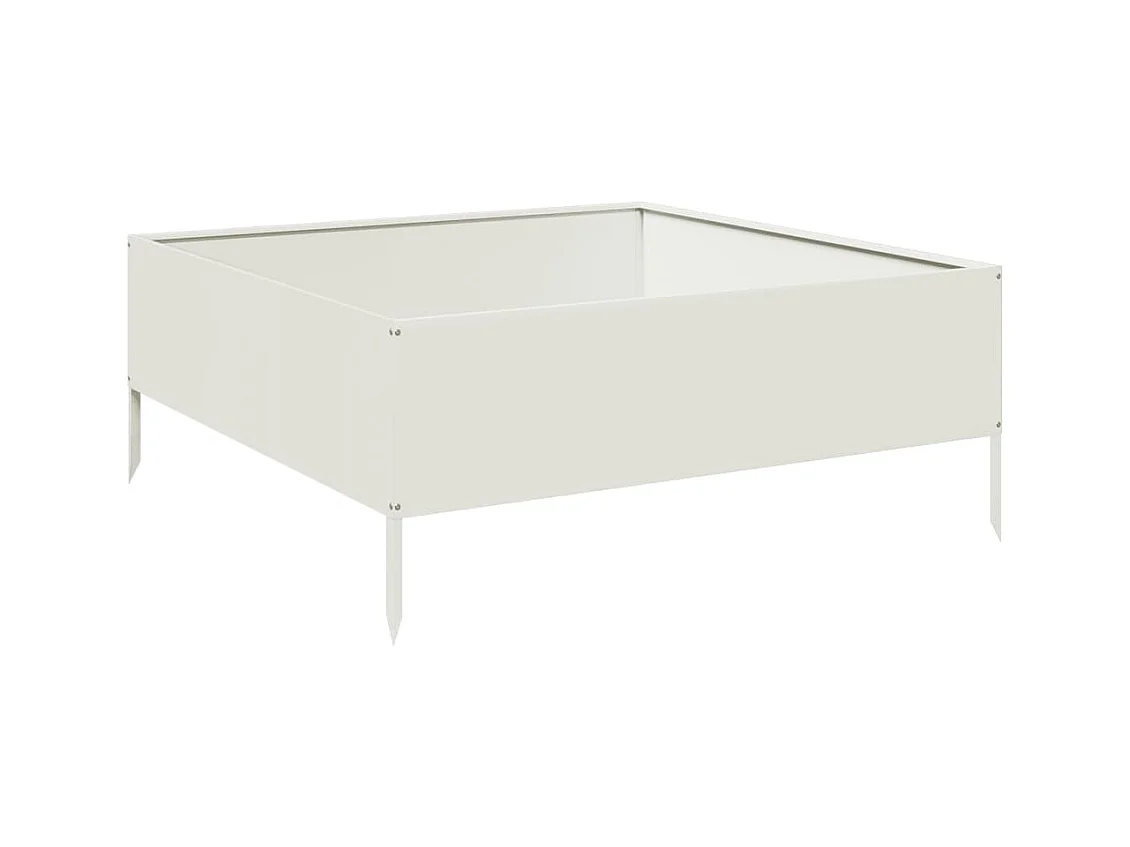 Macetero bancal elevado plantas flores terraza jardín jardín 100 x 100 x 25 cm acero blanco 02_0039265