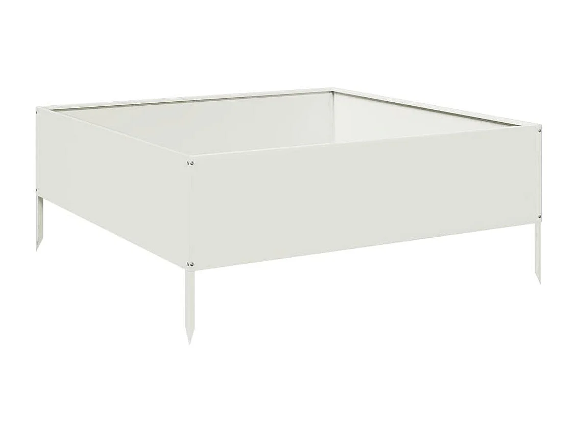 Macetero bancal elevado plantas flores terraza jardín jardín 100 x 100 x 25 cm acero blanco 02_0039265