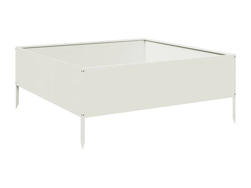 Macetero bancal elevado plantas flores terraza jardín jardín 100 x 100 x 25 cm acero blanco 02_0039265