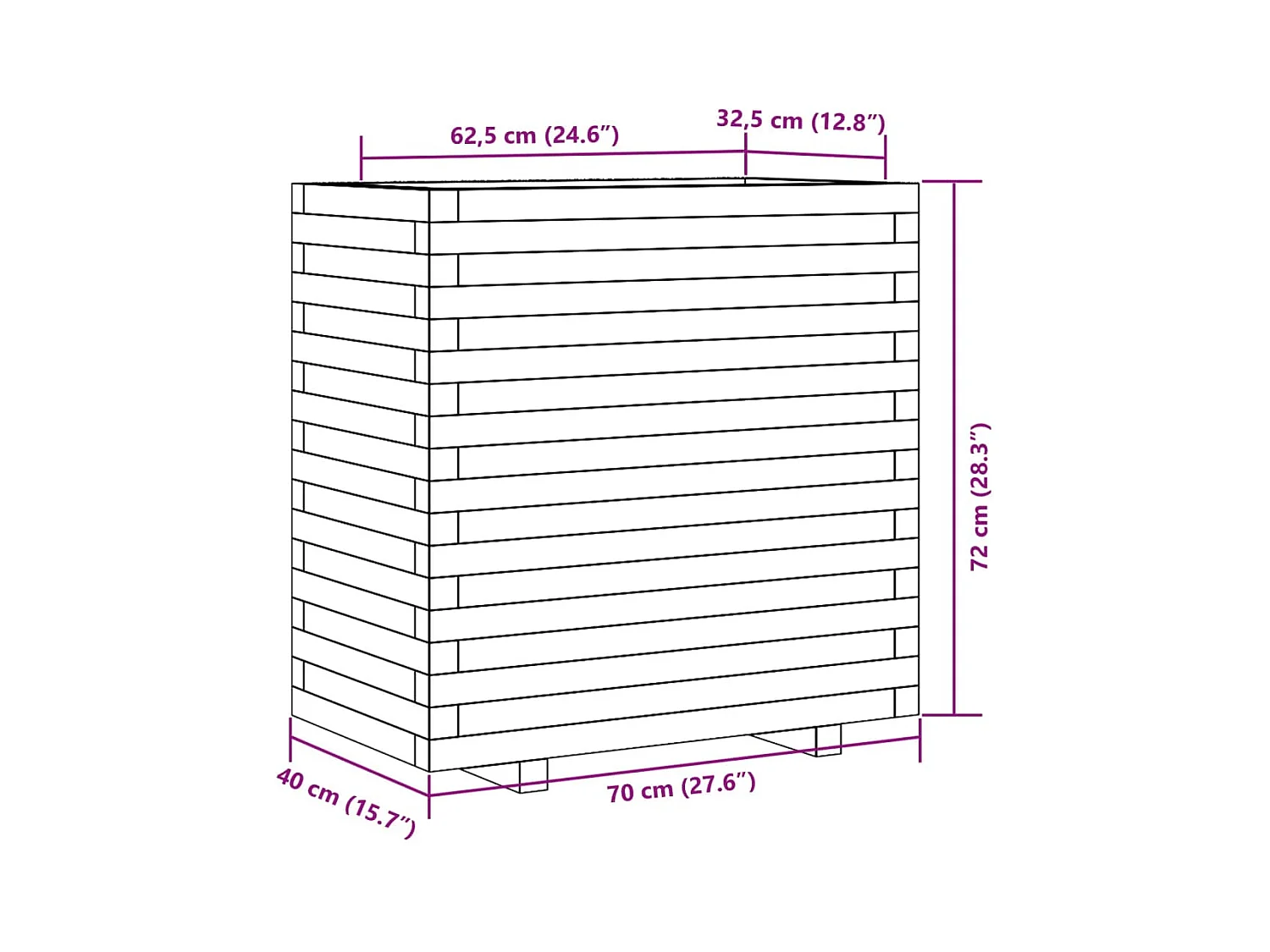 Jardinière bac lit surélevé bois marron 70 x 40 x 72 cm 02_0037800
