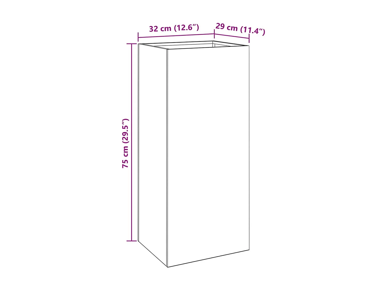 Vassoio per fioriera aiuola rialzata piante fiori terrazzo giardino 32 x 29 x 75 cm acciaio corten marrone 02_0037504