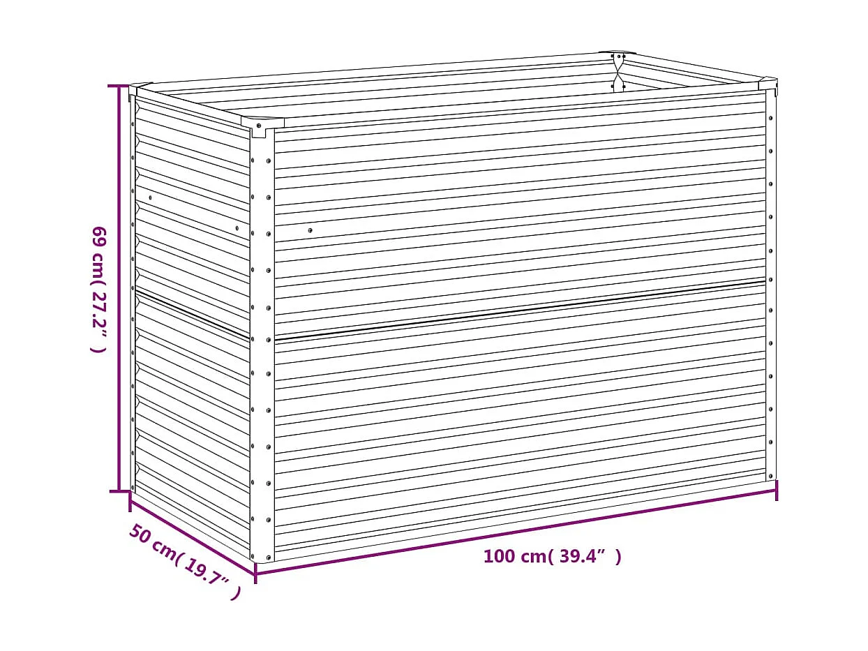 Macetero bancal elevado plantas flores terraza jardín jardín 100 x 50 x 69 cm acero corten marrón 02_0039305