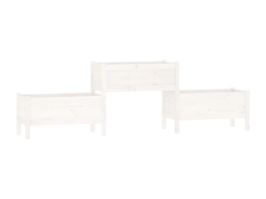 Macetero bancal elevado plantas flores terraza jardín 245,5 x 44 x 75 cm madera maciza de pino blanco 02_0037476