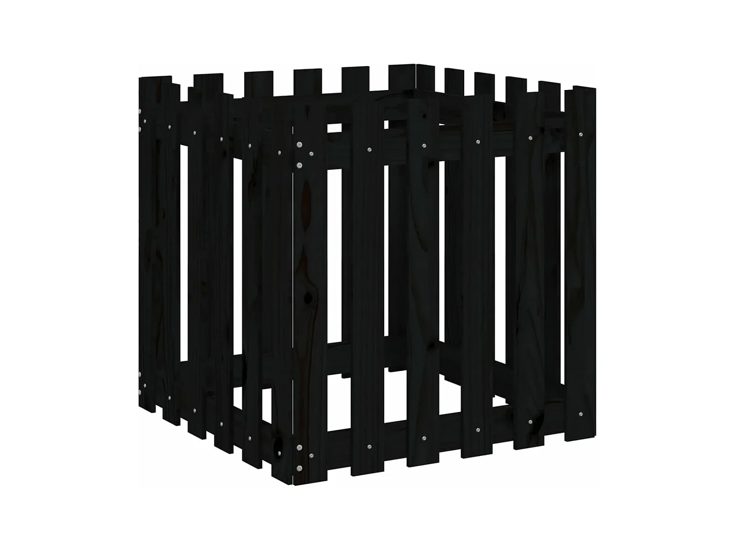 Vassoio per fioriera aiuola rialzata piante fiori terrazza giardino con recinzione design 60 x 60 x 60 cm pino massiccio nero 02_0038110