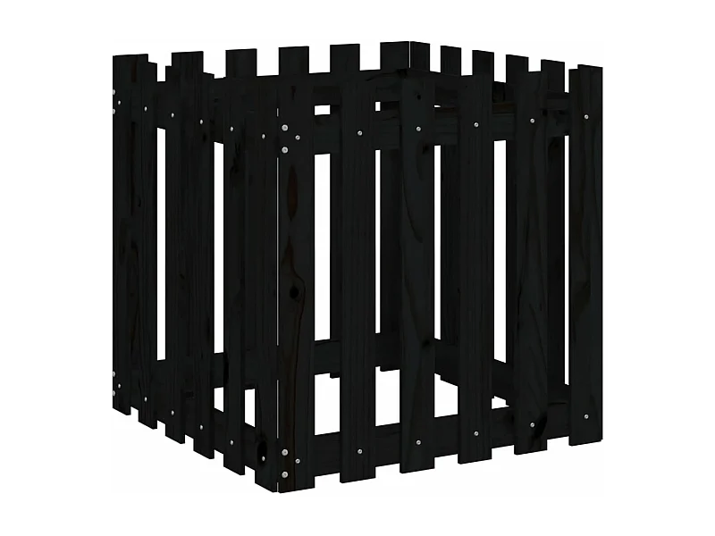 Vassoio per fioriera aiuola rialzata piante fiori terrazza giardino con recinzione design 60 x 60 x 60 cm pino massiccio nero 02_0038110