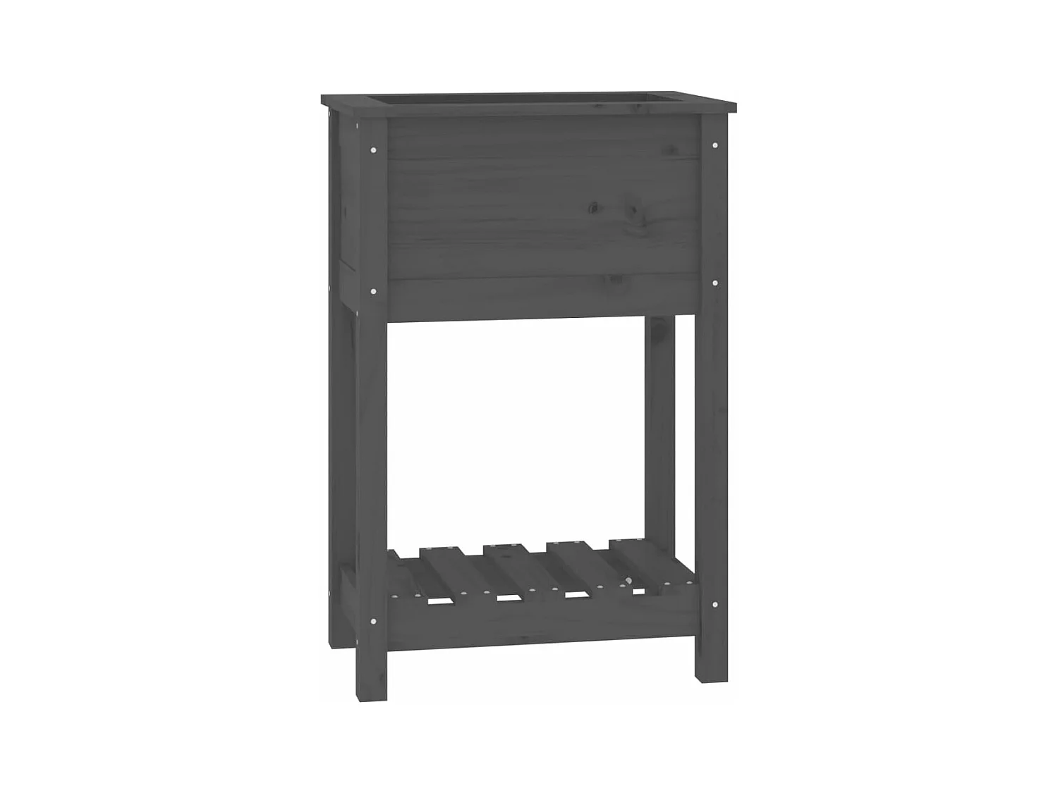 Vassoio per fioriera aiuola rialzata piante fiori terrazza giardino con ripiano 54 x 34,5 x 81 cm legno massello di pino grigio 02_0038392