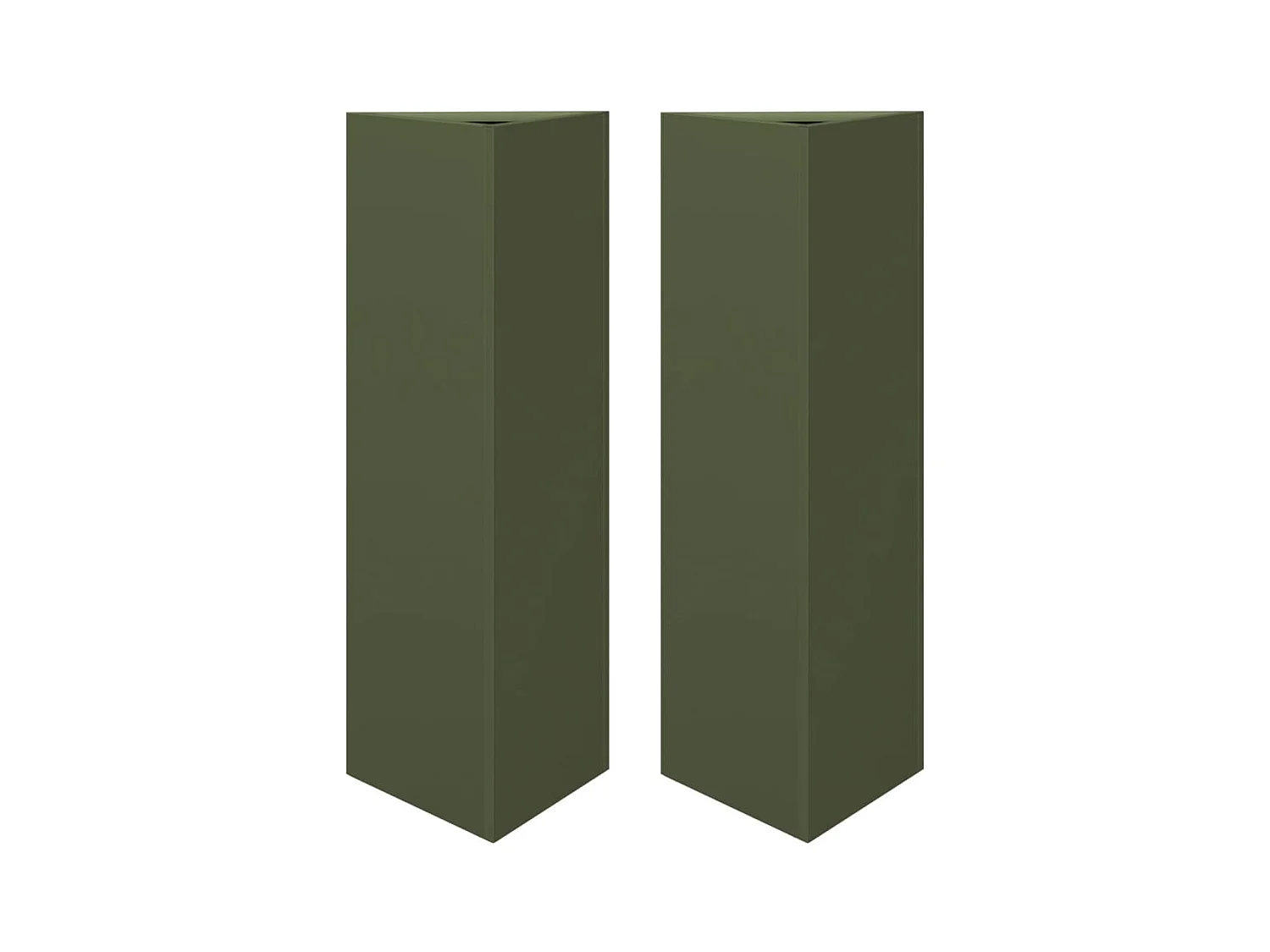 Bandeja para plantador, canteiro elevado, flores, terraços de jardim, conjunto de 2 azeitonas triangulares 30 x 26 x 75 cm aço verde 02_0039089