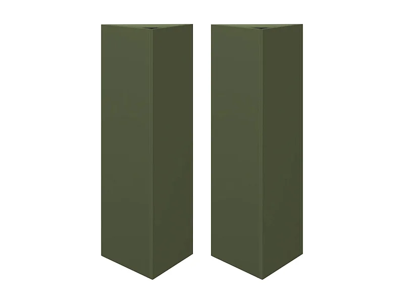 Bandeja para plantador, canteiro elevado, flores, terraços de jardim, conjunto de 2 azeitonas triangulares 30 x 26 x 75 cm aço verde 02_0039089