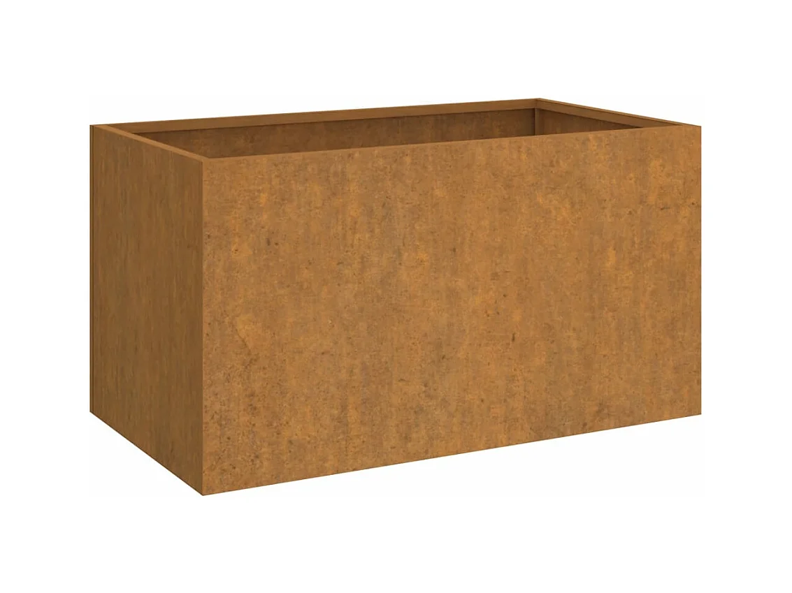 Bandeja para plantador de plantas com canteiro elevado flores terraço jardim 62 x 40 x 39 cm aço corten marrom 02_0037755