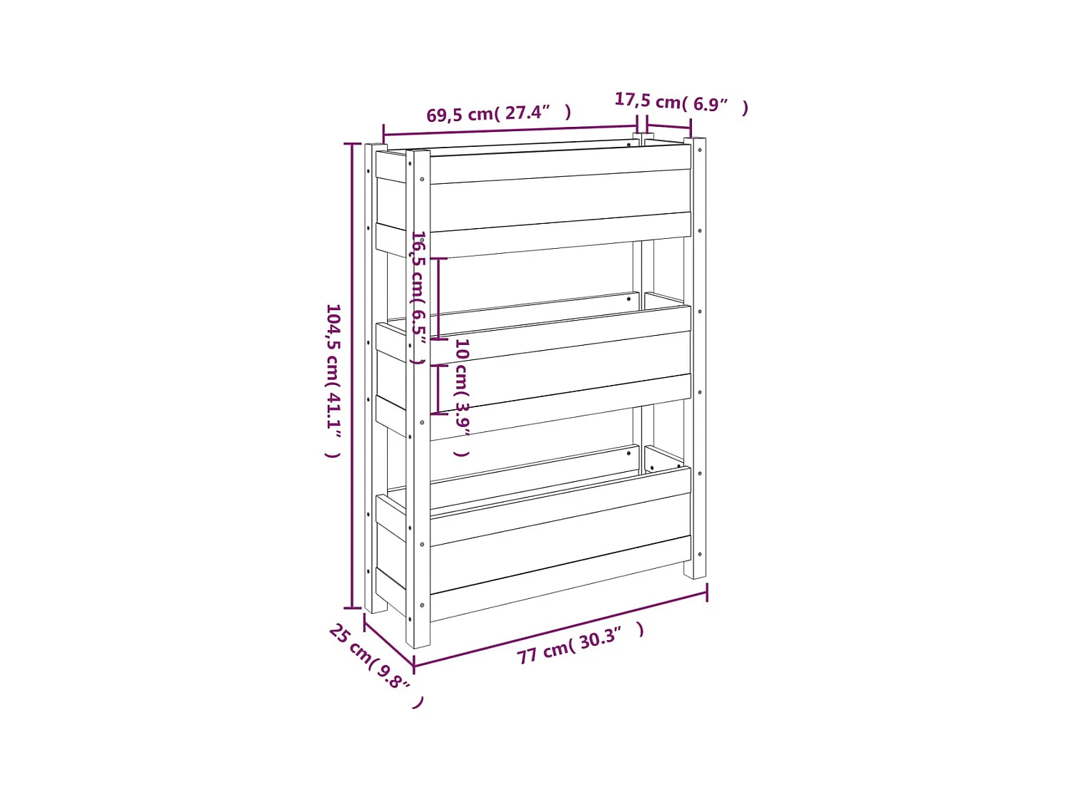 Jardinière bac lit surélevé bois blanche 77 x 25 x 104.5 cm 02_0037845