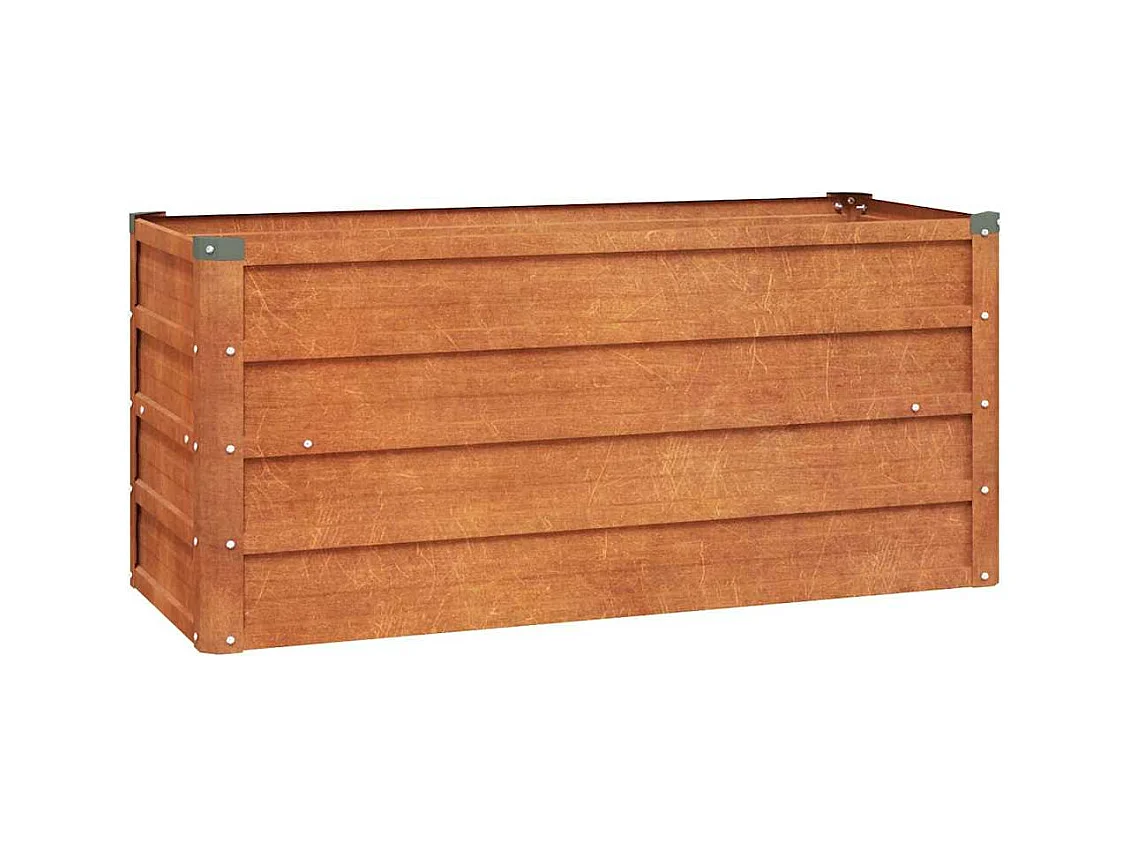 Vassoio per fioriera aiuola rialzata piante fiori terrazza giardino arrugginito 100 x 40 x 45 cm acciaio corten marrone 02_0039858