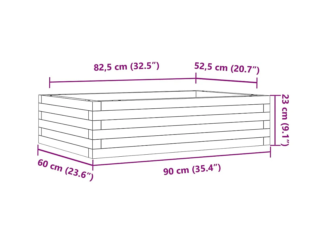 Jardinière bac lit surélevé bois marron 90 x 60 x 23 cm 02_0038007