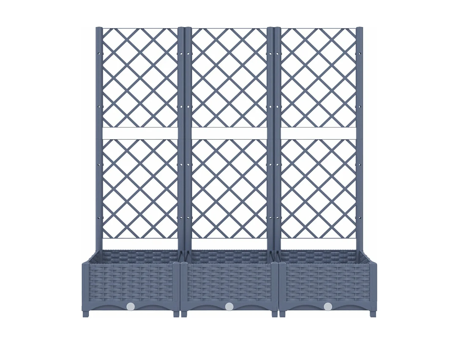 Vassoio per fioriera aiuola rialzata piante fiori terrazza giardino con traliccio 120 x 40 x 121,5 cm PP grigio 02_0038231