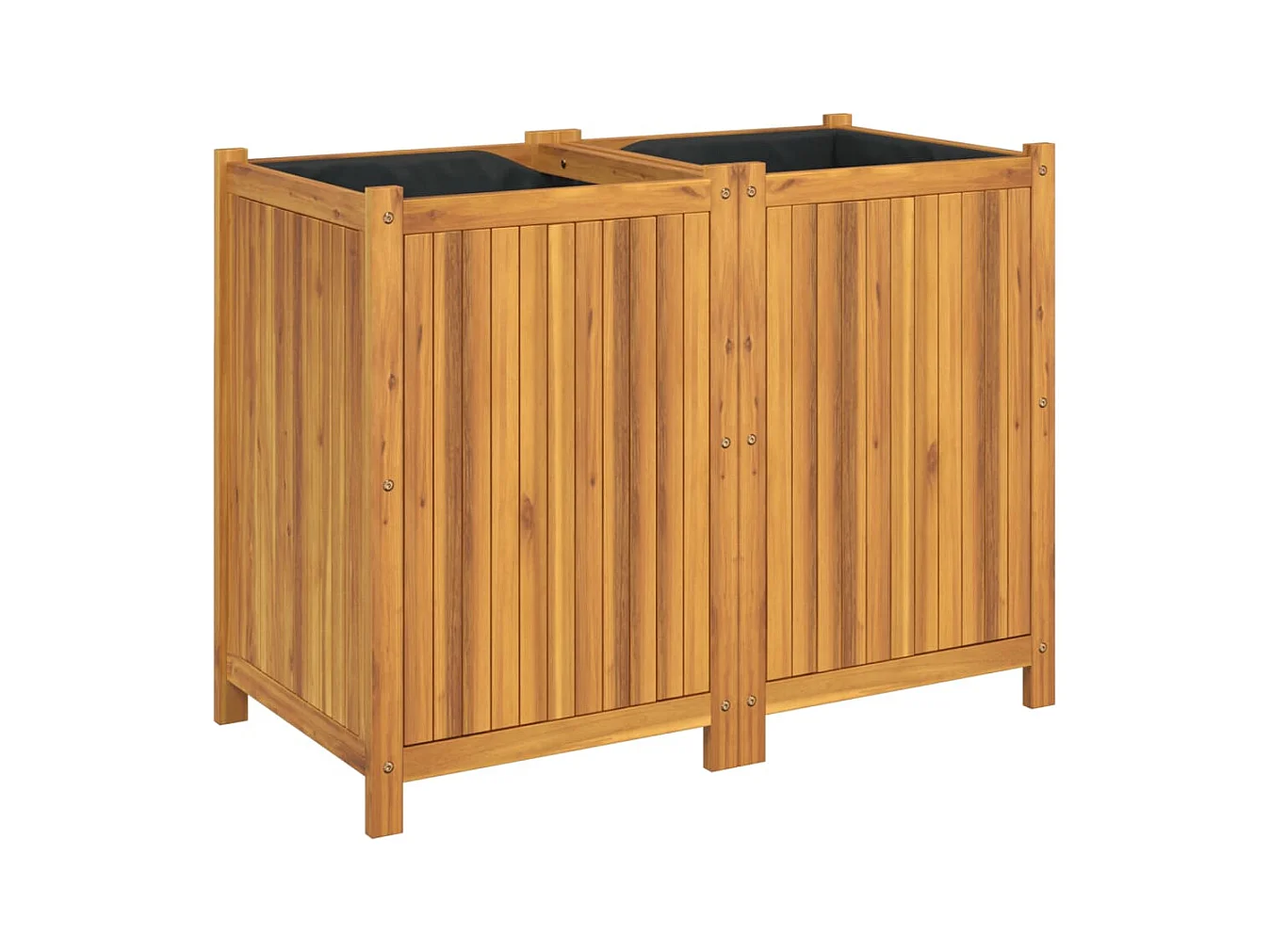 Vassoio per fioriera aiuola rialzata piante fiori terrazza giardino con rivestimento 100 x 50 x 75 cm legno massello di acacia marrone 02_0038119