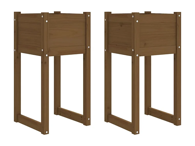 Vaso per fioriera aiuola rialzata piante fiori giardino terrazze set da 2 40 x 40 x 81 cm legno massello di pino marrone 02_0038972