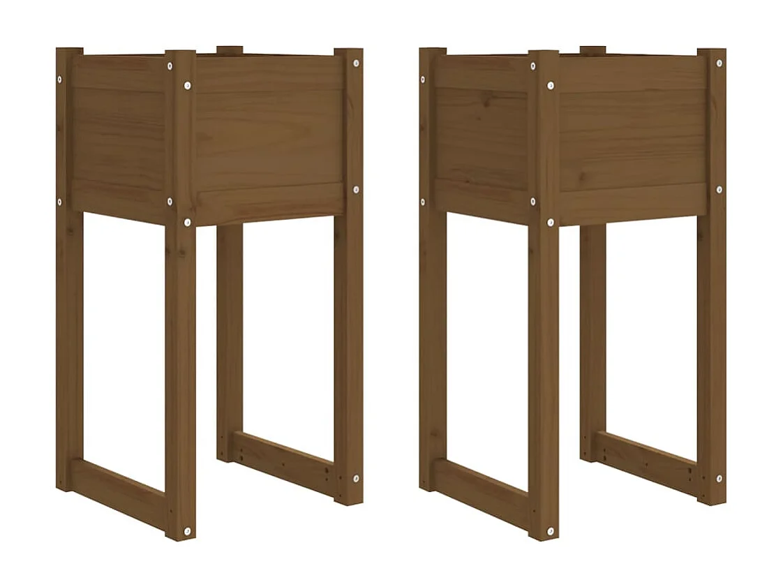 Vaso per fioriera aiuola rialzata piante fiori giardino terrazze set da 2 40 x 40 x 81 cm legno massello di pino marrone 02_0038972