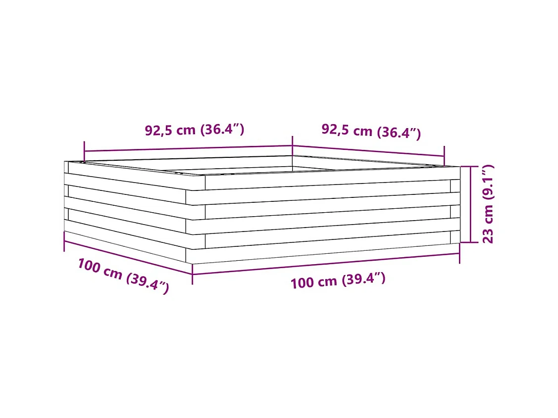 Jardinière bac lit surélevé bois blanche 100 x 100 x 23 cm 02_0037251
