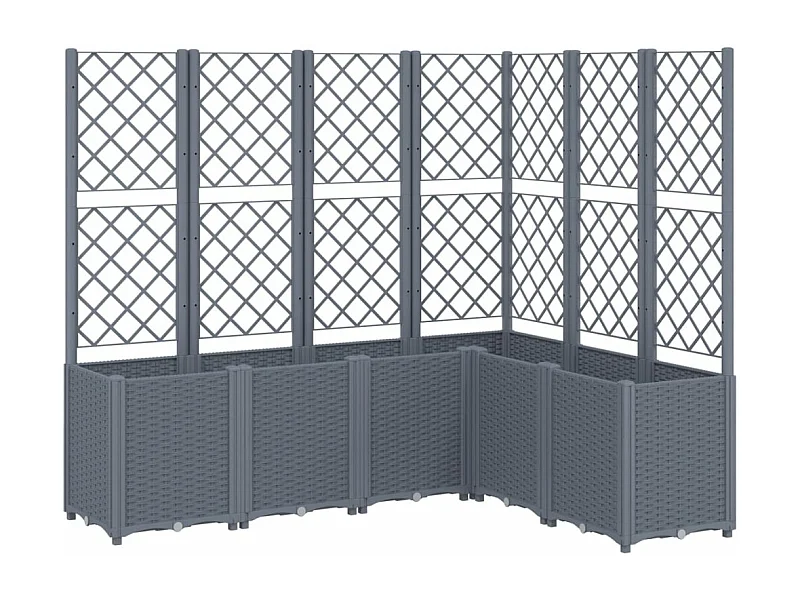 Jardinera bancal elevado plantas flores terraza jardín con enrejado 160 x 120 x 140 cm PP gris 02_0038247