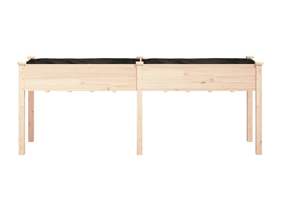 Macetero elevado bandeja plantas flores terraza jardín con forro 203 x 53 x 76 cm madera maciza de abeto marrón 02_0038127