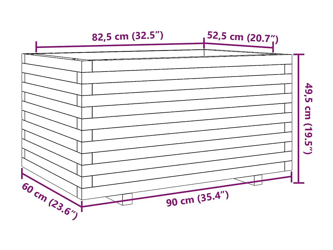 Jardinière bac lit surélevé bois blanche 90 x 60 x 49.5 cm 02_0038027