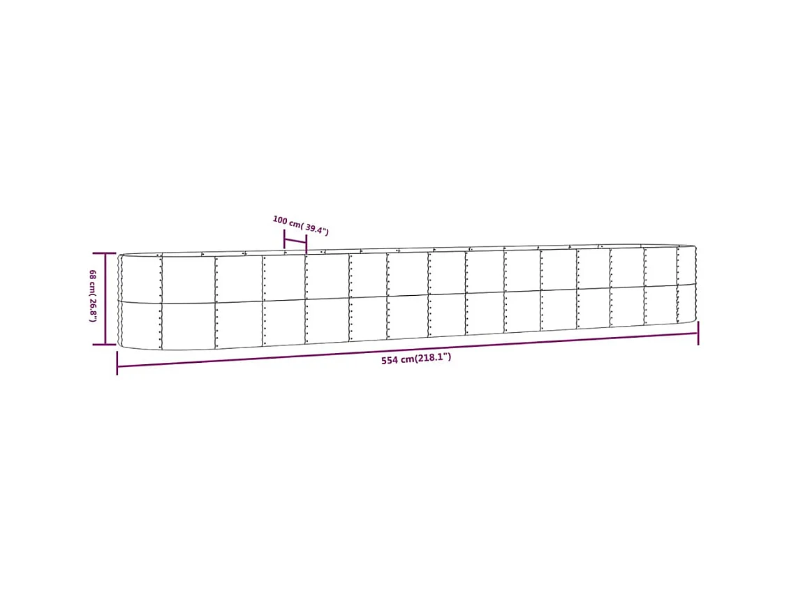 Macetero bancal elevado plantas flores terraza plata jardín jardín acero con recubrimiento en polvo Plata 02_0039764