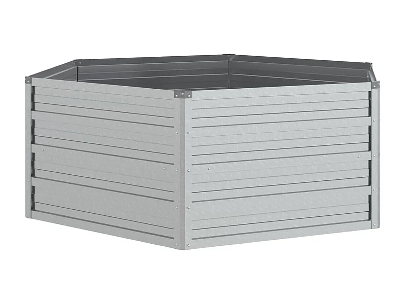 Macetero bancal elevado plantas flores terraza jardín jardín 129 x 45 cm acero galvanizado plateado Plata 02_0039361