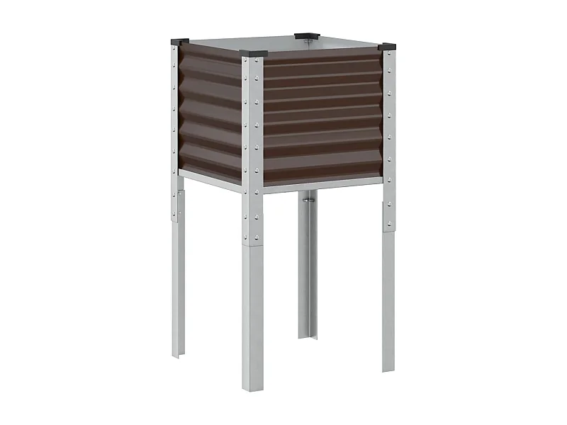 Macetero bancal elevado plantas flores terraza jardín 45 x 45 x 88 cm marrón acero 02_0037615