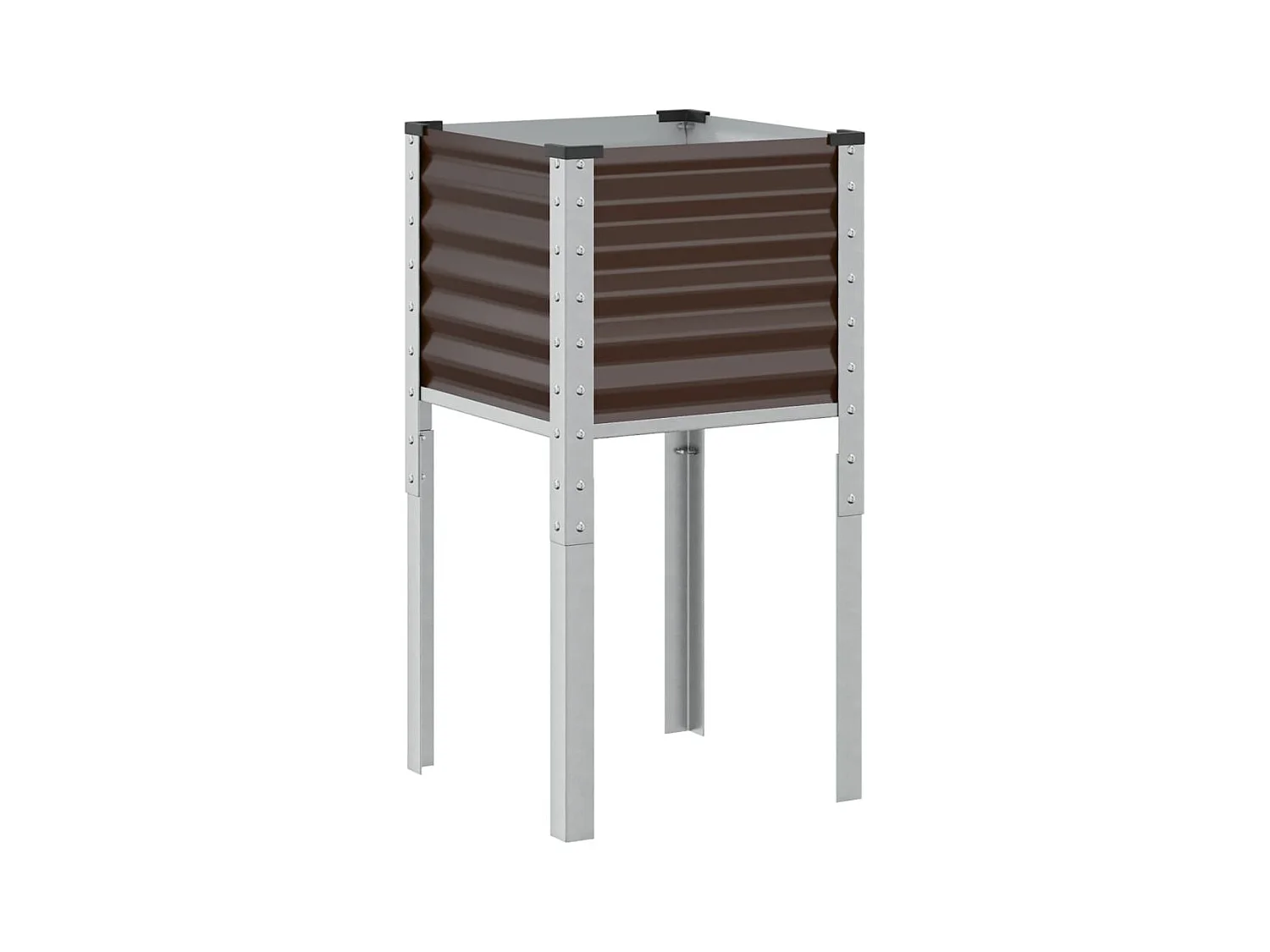Macetero bancal elevado plantas flores terraza jardín 45 x 45 x 88 cm marrón acero 02_0037615