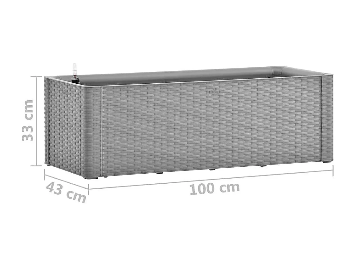 Macetero bancal elevado plantas flores terraza jardín jardín con sistema de riego 100 x 43 x 33 cm gris 02_0039769