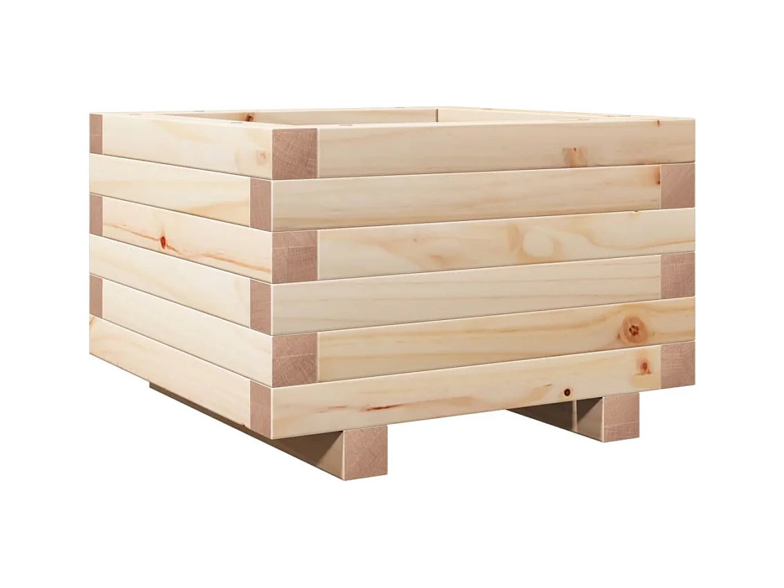 Macetero bancal elevado plantas flores terraza jardín 40 x 40 x 26,5 cm madera maciza de pino marrón 02_0037528