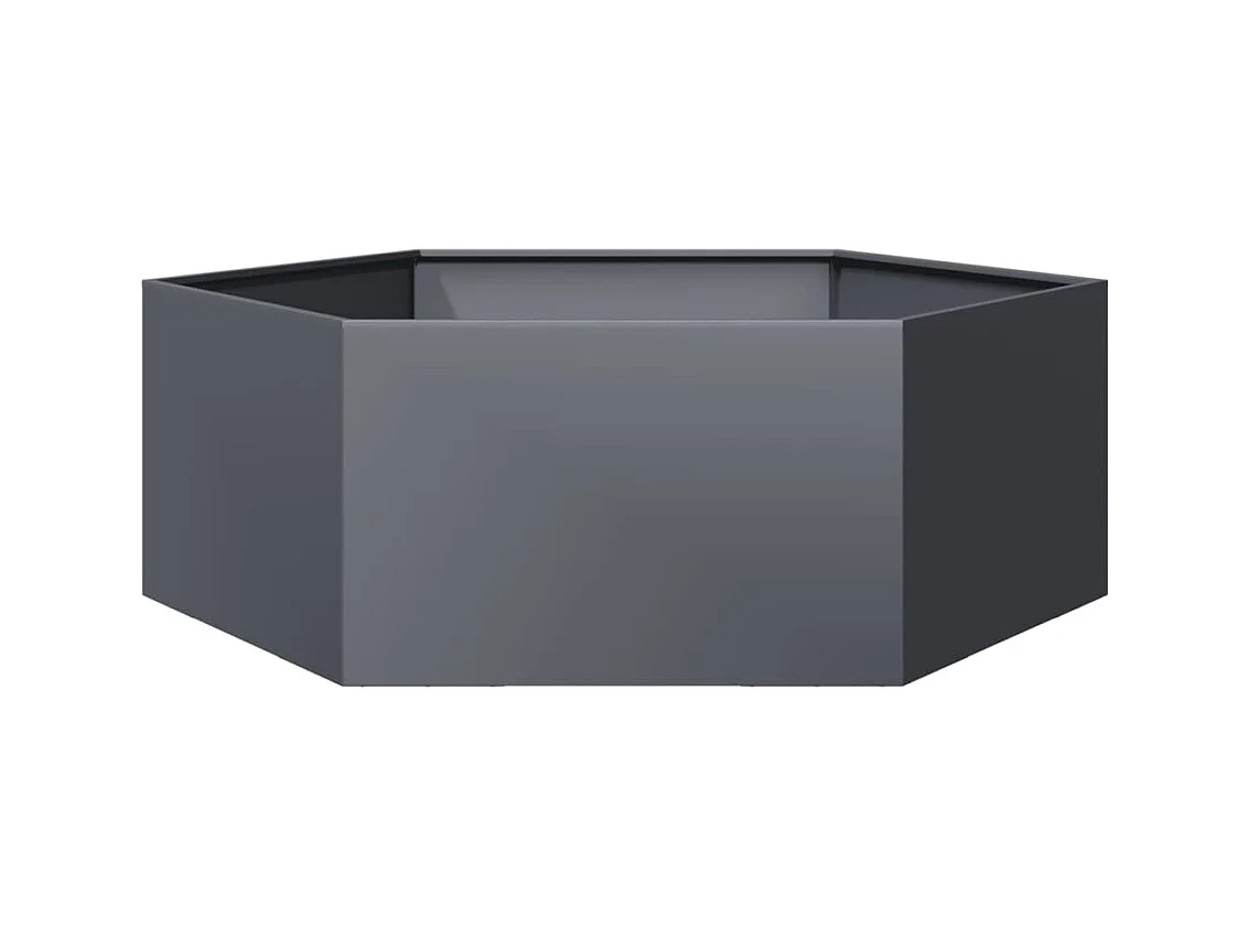 Vassoio per fioriera aiuola rialzata piante fiori terrazza giardino esagono 138 x 120 x 45 cm acciaio antracite 02_0038636