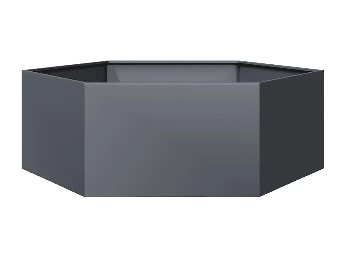 Vassoio per fioriera aiuola rialzata piante fiori terrazza giardino esagono 138 x 120 x 45 cm acciaio antracite 02_0038636