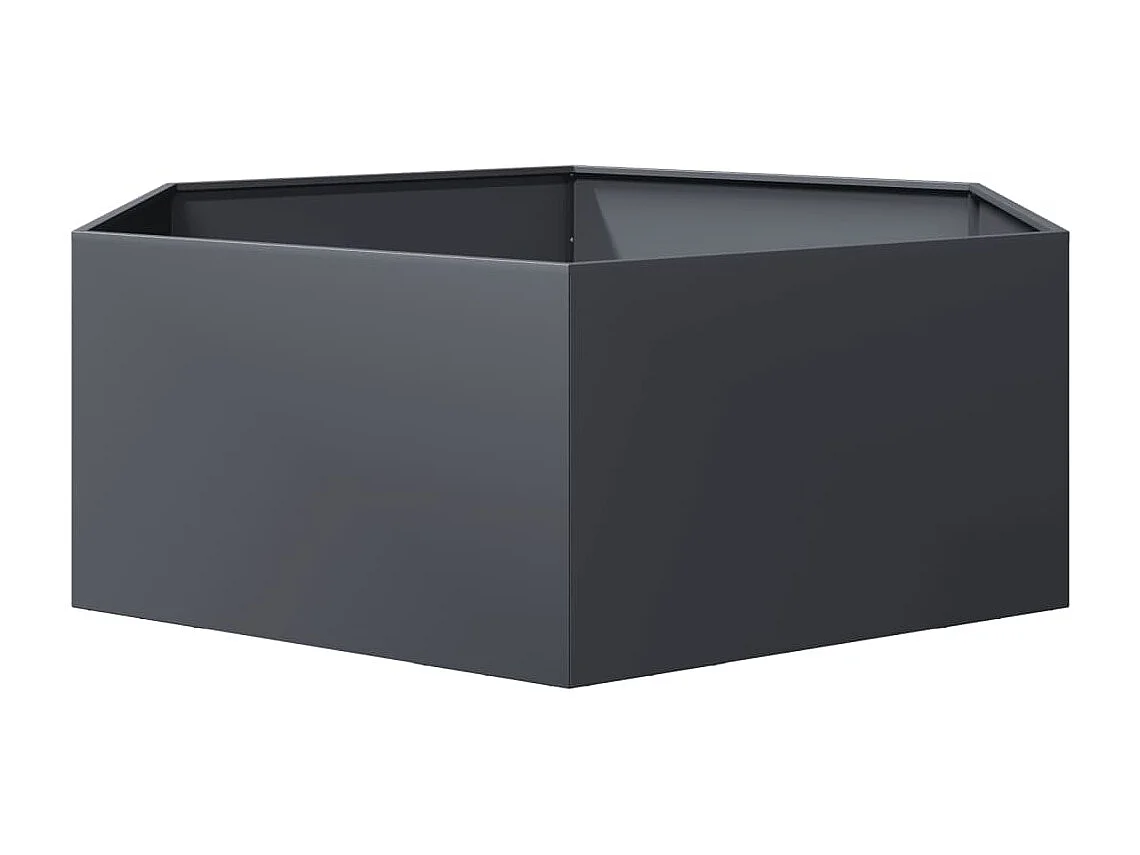 Vassoio per fioriera aiuola rialzata piante fiori terrazza giardino esagono 138 x 120 x 45 cm acciaio antracite 02_0038636