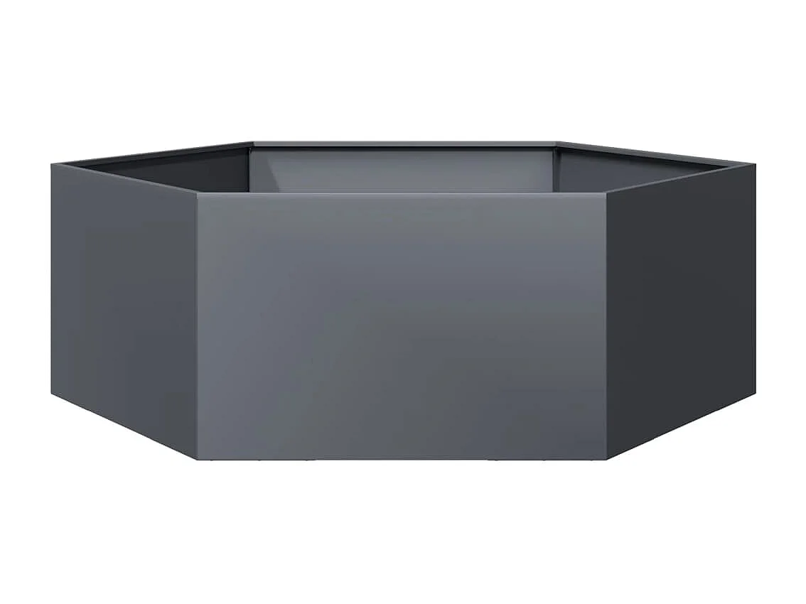 Vassoio per fioriera aiuola rialzata piante fiori terrazza giardino esagono 138 x 120 x 45 cm acciaio antracite 02_0038636