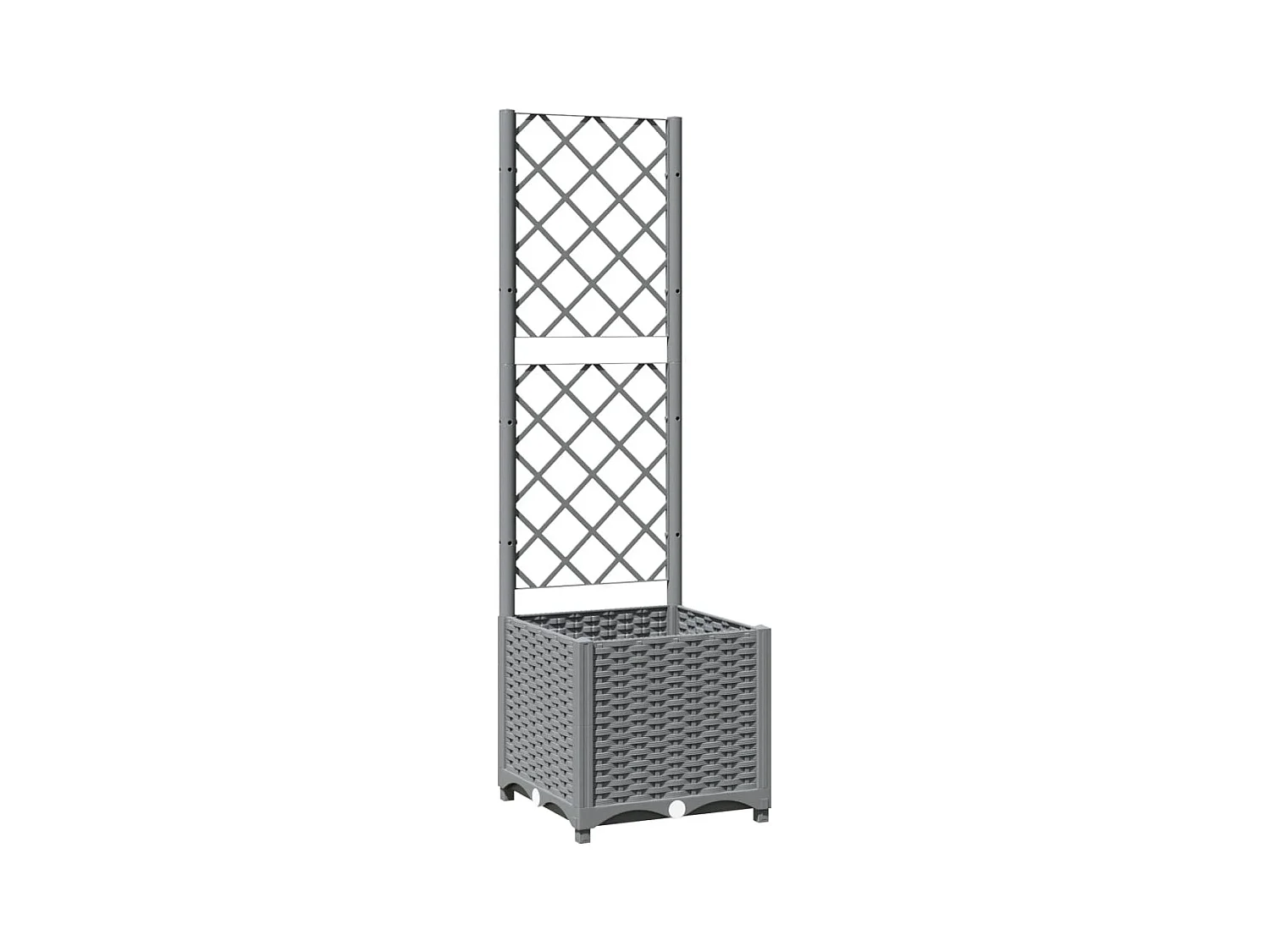 Bandeja para plantar plantas com canteiro elevado flores terraço jardim com treliça leve 40 x 40 x 136 cm PP cinza 02_0038356